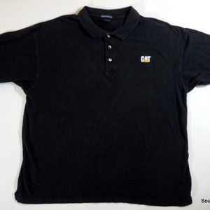 Cat Caterpillar Capital Polo Short Sleeve Shirt Black Men's 2XL Embroidered Logo